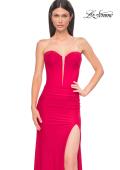 Picture of: Strapless Corset Style Prom Dress with Illusion Back in Red , Style 32941, Detail Picture 14