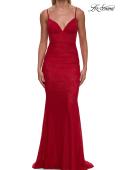 Picture of: Lace Fitted Gown with Ruched Bodice and Sheer Back in Red, Style: 33443, Detail Picture 14