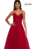 Picture of: Prom Dress with Sparkle Tulle and Ruched Corset Top in Red, Style: 32680, Detail Picture 15