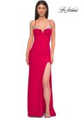 Picture of: Open Back Prom Dress with Rhinestone Detail Neckline in Red , Style 32851, Detail Picture 15