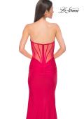 Picture of: Strapless Corset Style Prom Dress with Illusion Back in Red , Style 32941, Detail Picture 15