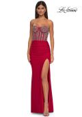 Picture of: Fabulous Prom Dress with Rhinestone Corset Bodice and Simple Skirt in Red , Style: 32669, Detail Picture 17