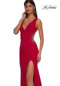 Picture of: Open Back Evening Dress with Rhinestone Embellished Sides and Back in Red, Style: 32922, Detail Picture 17