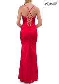 Picture of: Satin Fitted Gown with Strappy Open Back in Red, Style: 33611, Detail Picture 17