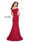 Picture of: Off the Shoulder Mermaid Style Dress with Scallop Neckline in Red, Style: 25476, Back Picture