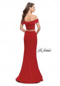Picture of: Form Fitting Off the Shoulder Jersey Mermaid Dress in Red, Style: 25578, Back Picture