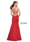 Picture of: Halter Mermaid Prom Dress with Metallic Beading in Red, Style: 25763, Back Picture