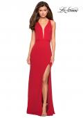 Picture of: Plunging Neckline Gown with Intricate Cut Out Back in Red, Style: 26997, Back Picture