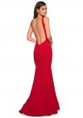 Picture of: High Neckline Jersey Prom Dress with Open Back in Red, Style: 27124, Back Picture