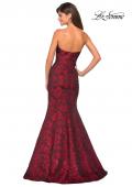 Picture of: Long Floral Jacquard Strapless Prom Dress in Red, Style: 27149, Back Picture