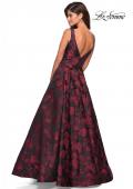 Picture of: Floral A Line Ball Gown with V Back and Pockets in Red, Style: 27298, Back Picture