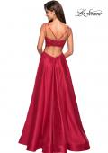 Picture of: Long Ball Gown with Lace and Rhinestone Bodice in Red, Style: 27528, Back Picture
