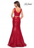 Picture of: Fully sequin Two Piece Floor Length Prom Gown in Red, Style: 27590, Back Picture