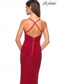 Picture of: Form Fitting Jersey Prom Dress with Criss Cross Back in Red, Style: 27622, Back Picture