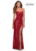 Picture of: Sequin Prom Dress with Criss Cross Open Back in Red, Style: 28514, Back Picture