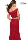 Picture of: Two Piece Lace Gown with Off the Shoulder Top in Red, Style: 28816, Back Picture