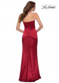 Picture of: Simply Chic Strapless Stretch Satin Long Gown in Red, Style 29807, Back Picture