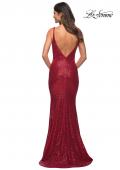 Picture of: Long Stretch Sequin Gown with Low Back in Red, Back Picture
