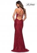 Picture of: Wrap Style Long Gown in Beautiful Sequin in Red, Back Picture