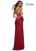Picture of: Long Prom Dress in Luxurious Jersey with Slit in Red, Back Picture