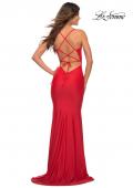Picture of: Jersey Gown with Bustier Top and Lace Up Back in Red, Back Picture