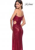 Picture of: One Shoulder Sequin Dress with Circle Cut Out in Red, Style: 31089, Back Picture