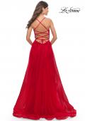 Picture of: A-line Tulle Gown with Floral Embroidery and Pockets in Red, Style: 31135, Back Picture