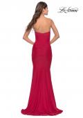 Picture of: Elegant Ruched Strapless Gown with Deep V in Red, Style: 31226, Back Picture