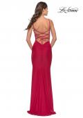 Picture of: Modern Jersey Dress with Twist Band Details in Red, Style: 31333, Back Picture