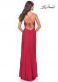 Picture of: Long Jersey Dress with Slit and V Neckline in Red, Style: 31450, Style: 31450