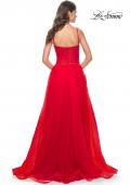 Picture of: A-line Square Neck Tulle Ballgown with Illusion Waist in Red, Style: 32017, Back Picture