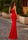 Picture of: Simple Net Jersey Prom Dress with Unique Corset Bodice in Red , Style 32734, Back Picture
