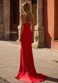 Picture of: Ruched Long Prom Dress with Rhinestone Bra Style Top in Red , Style 32939, Back Picture