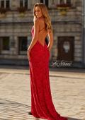 Picture of: Lace Prom Dress with Scalloped Neckline and Open Back in Red, Style: 33647, Back Picture