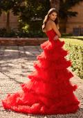 Picture of: Fabulous Tiered Ruffle Skirt Prom Dress with Strapless Top in Red, Style: 33717, Back Picture