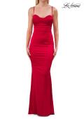 Picture of: Ruched Satin Gown with Sweetheart Neckline and Lace-Up Back in Red, Style: 33764, Detail Picture 19