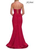 Picture of: Strapless Ruched Mermaid Gown with Lace-Up Back in Red, Style: 33360, Detail Picture 20