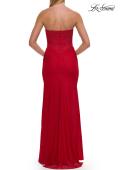 Picture of: Strapless Corset Gown with High Slit and Ruched Jersey Skirt in Red, Style: 33465, Detail Picture 23