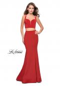 Picture of: Two Piece Jersey Prom Dress with Strappy Back in Red, Style: 25553, Detail Picture 1
