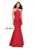 Picture of: Halter Mermaid Prom Dress with Metallic Beading in Red, Style: 25763, Detail Picture 1