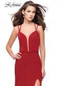 Picture of: Open Strappy Back Long Prom Dress with Deep V in Red, Style: 26023, Detail Picture 1