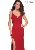 Picture of: Long Jersey Prom Dress with Cut Out Back Detail in Red, Style: 27181, Detail Picture 1