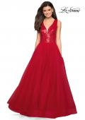 Picture of: sequin Bust A Line Prom Gown with Pockets in Red, Style: 27336, Detail Picture 1