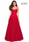Picture of: Lace Organza Evening Gown with Sweetheart Neckline in Red, Style: 27449, Detail Picture 1