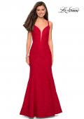 Picture of: Mermaid Style Lace Dress with Strappy Open Back in Red, Style: 27560, Detail Picture 1