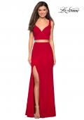 Picture of: Faux Two Piece Dress with Exposed Zipper and Cut Outs in Red, Style: 27588, Detail Picture 1
