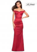 Picture of: Off the Shoulder Form Fitting Dress with Exposed Zipper in Red, Style: 27821, Detail Picture 1