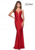 Picture of: Long Prom Dress with Knotted Detail and Lace Up Back in Red, Style: 28574, Detail Picture 1