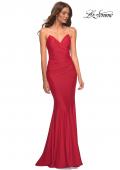 Picture of: Rhinestone Strap Elegant Ruched Jersey Dress in Red, Style: 30712, Detail Picture 1