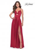 Picture of: Satin A-Line Gown with Cut Out and Twist Bodice in Red, Style: 31193, Style: 31193